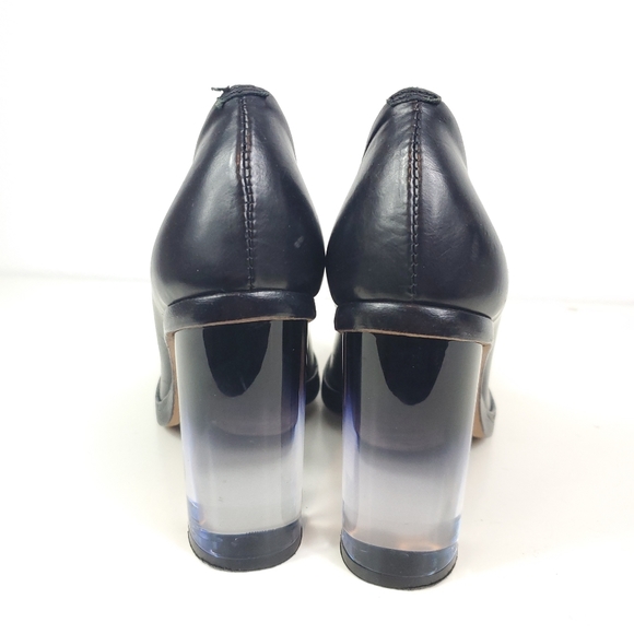 Black Leather AGL See Through Block Heel - Picture 5 of 9